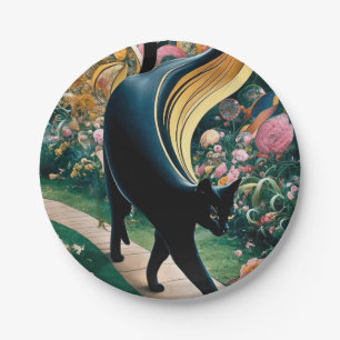 Golden Decorative Gustav Klimt Style Schwarze Katz Pappteller