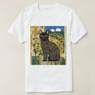 Golden Decorative Gustav Klimt Style Schwarze Katz T-Shirt