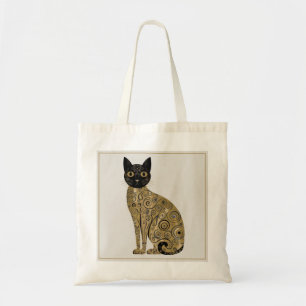 Golden Decorative Gustav Klimt Style Schwarze Katz Tragetasche