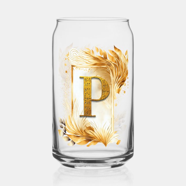 Golden Decorative Monogram P Dosenglas (Vorderseite)