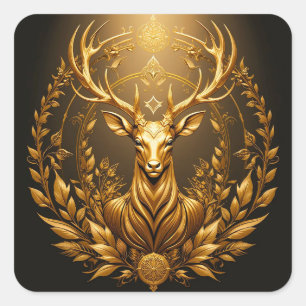 Golden Deer Emblem Quadratischer Aufkleber