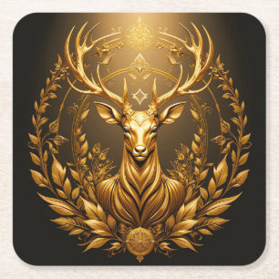 Golden Deer Emblem Rechteckiger Pappuntersetzer