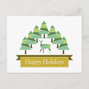Golden Deer Forest Joyeuses vacances Carte postale