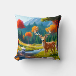 Golden Deer Stehend im Wald-987679 Kissen