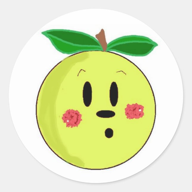 Golden Delicious Apfelgesicht Runder Aufkleber (Vorderseite)