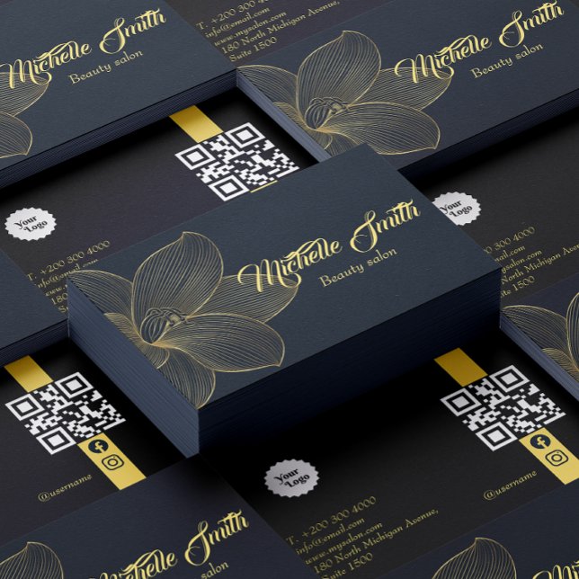 Golden Details Esthetiker Qr Code Social Media Visitenkarte (Golden Details Esthetician Qr Code Social Media Business Card)