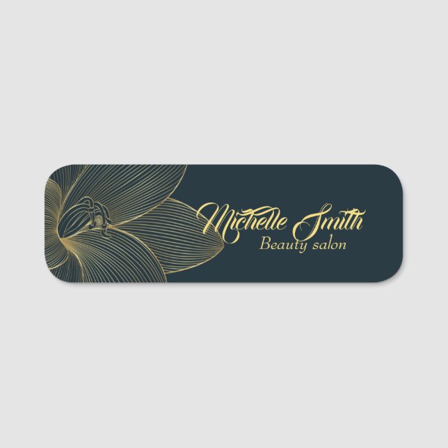 Golden Details Östhetiker Elegantes Script Busines Namensschild (Vorderseite)