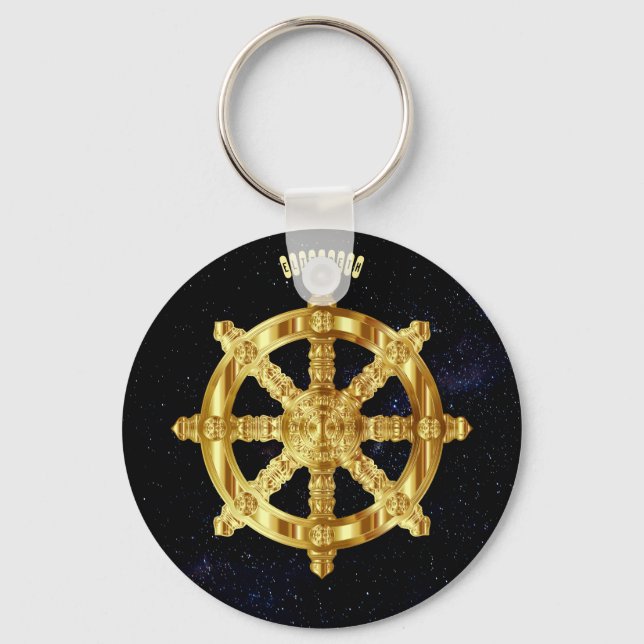 Golden Dharma Whebuddhismus und Hinduismus-Symbol Schlüsselanhänger (Vorderseite)