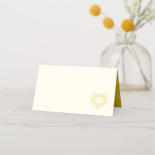 Golden diamant heart line art Platzkarten (Vorderseite)