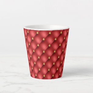 Golden Diamond Tufted Leather Luxury Red Latte Tas Milchtasse