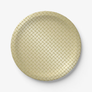 Golden Diamondplate Metal Look Pappteller