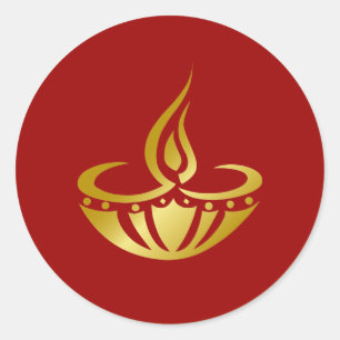 Golden Diwali Lamp Design Runder Aufkleber