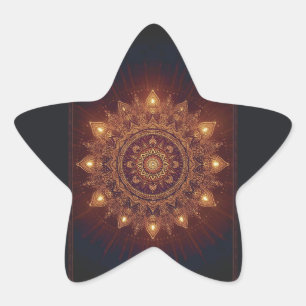 Golden Diwali Mandala - Light In und um Stern-Aufkleber