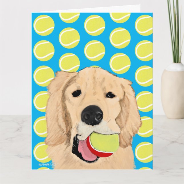 Golden Dog Ayez une carte d'anniversaire de bal (Devant)