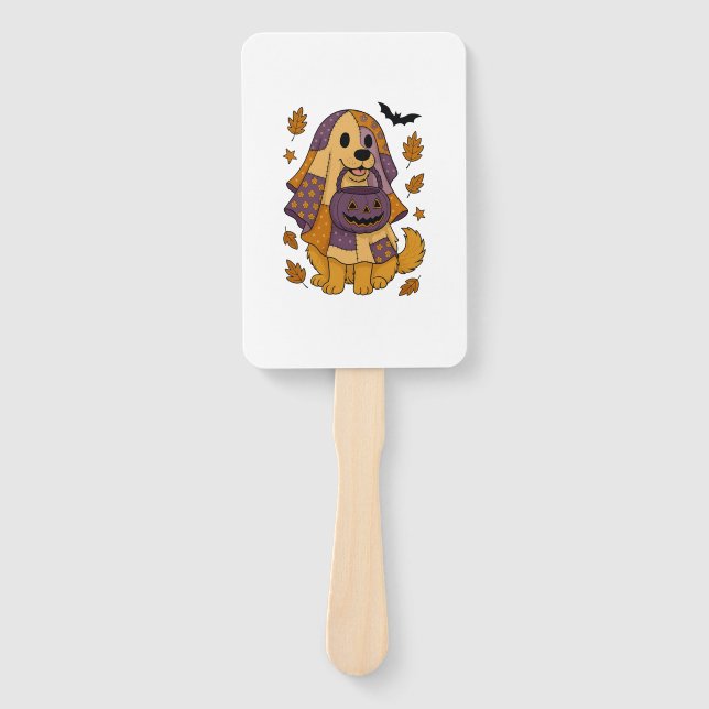 Golden Dog Ghost Halloween Fächer (Vorderseite)