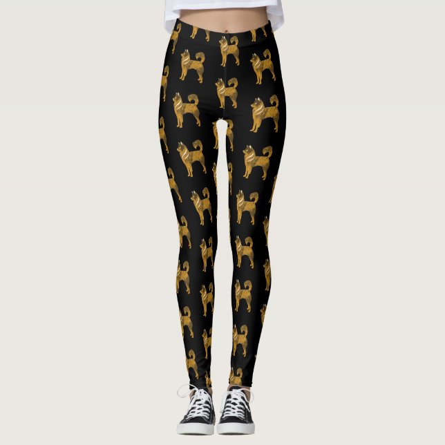 Golden Dog Husky Custom Leggings (Vorderseite)