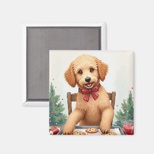 Golden Doodle beim Dekorieren von Weihnachtskeksen Magnet