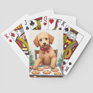 Golden Doodle beim Dekorieren von Weihnachtskeksen Spielkarten