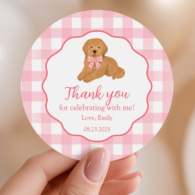 Golden Doodle Birthday Party Favor Thank You Runder Aufkleber (Von Creator hochgeladen)