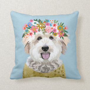Golden Doodle Blume Kronenhunde-Abbildung Kissen
