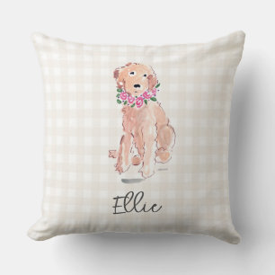 Golden Doodle Blume Wasserfarbe Kissen