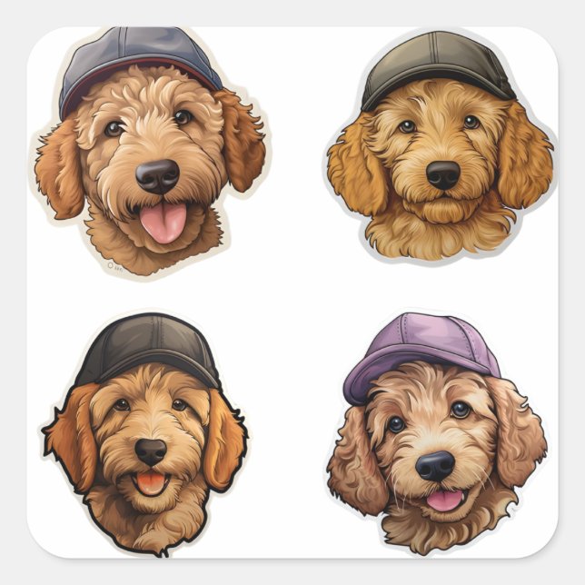 Golden Doodle Cap Kids Sticker Design Stickers (Vorderseite)