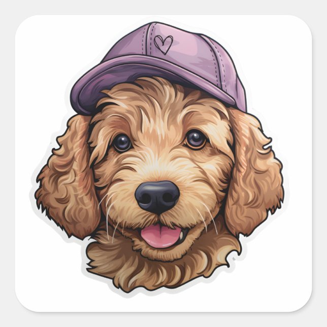 Golden Doodle Cap Kids Sticker Design Stickers (Vorderseite)