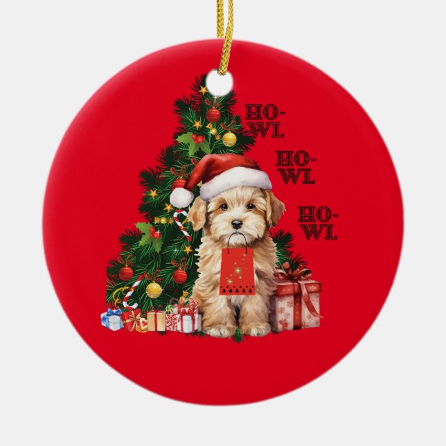 Golden Doodle Christmas Dowl Keramik Ornament (Vorne)