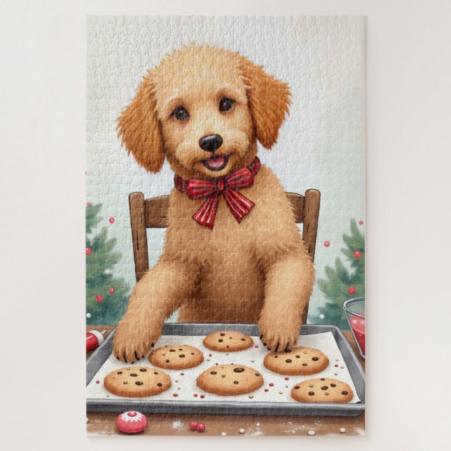 Golden Doodle Decorating Christmas Cookies (Vertikal)