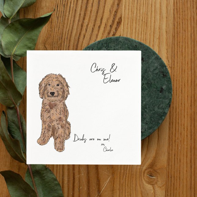 Golden Doodle Dog Cocktail Napkin für Hochzeit Serviette (Von Creator hochgeladen)