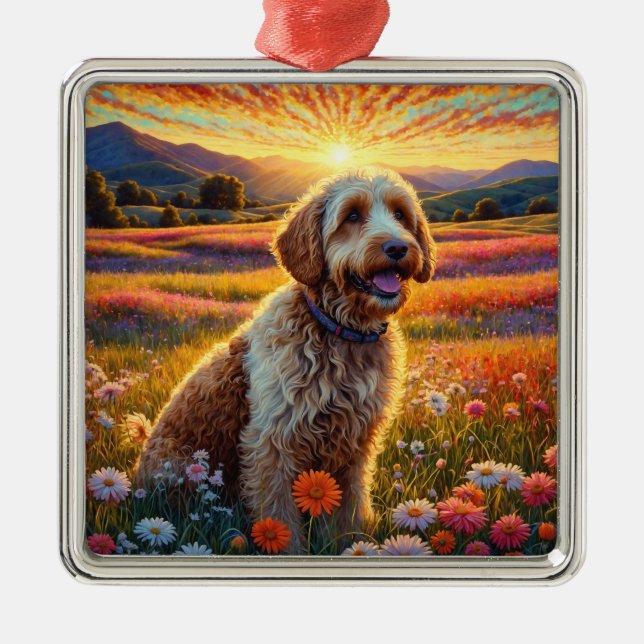 Golden Doodle dog Ornament Aus Metall (Vorne)