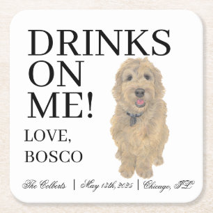 Golden Doodle Dog Wedding Rechteckiger Pappuntersetzer