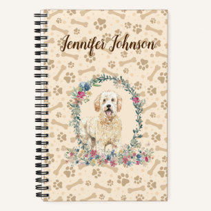 Golden Doodle Doodle Pfote Print & Floral Niedlich Notizbuch
