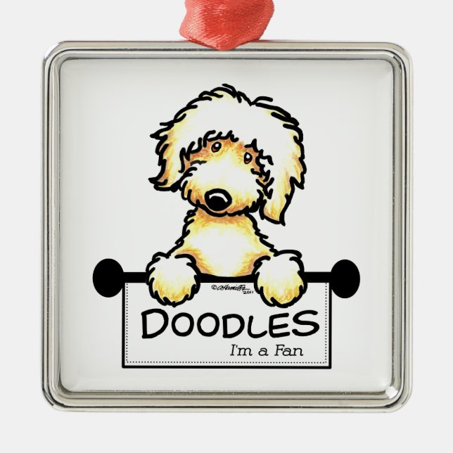 Golden Doodle Fan Silbernes Ornament (Vorne)