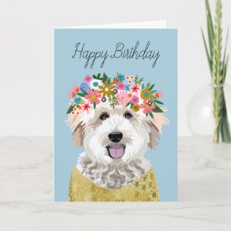 Golden Doodle Flower Crown Karte