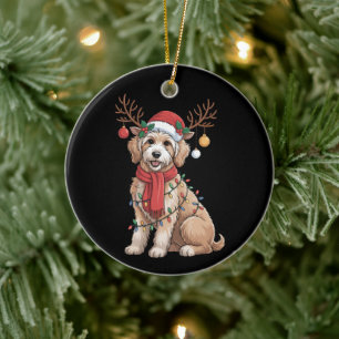 Golden Doodle Großartiger Weihnachtsbaum Rentier Keramik Ornament