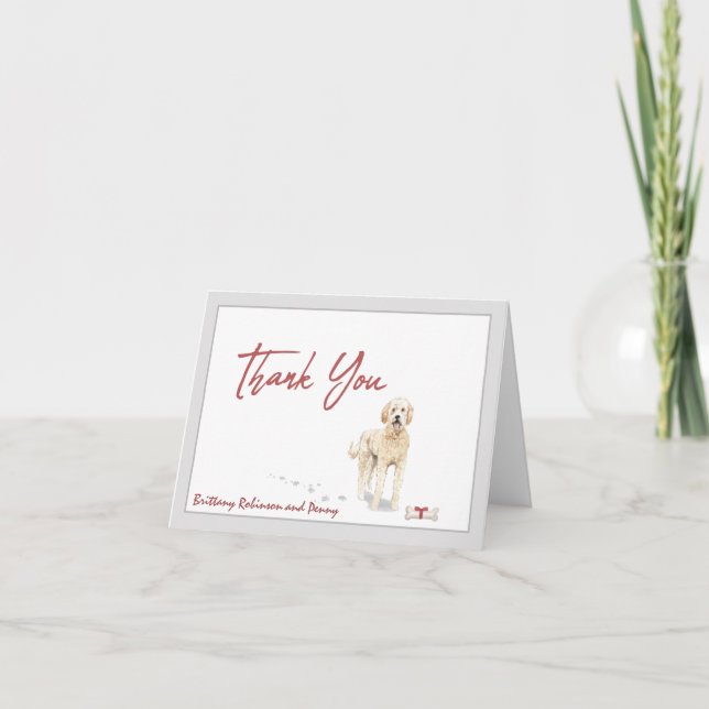 Golden Doodle Haustier Hund personalisieren Knoche Dankeskarte (Vorderseite)