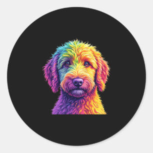 Golden Doodle Hund farbenfrohes Goldendoodle Gesic Runder Aufkleber