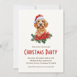 Golden Doodle Hund in einer Weihnachtsmannmütze We Einladung