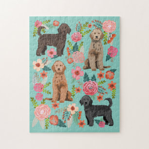Golden Doodle Hund Vintage Blumen
