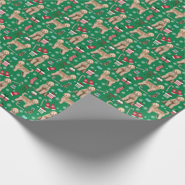 Golden Doodle Hund Weihnachten Geschenkpapier (Ecke)