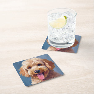 Golden Doodle Hunde-Wasserfarbenmalerei Haustier Rechteckiger Pappuntersetzer