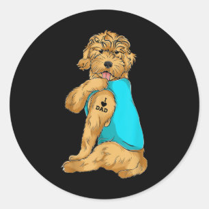 Golden Doodle I Liebe Vater Tattoo Apparel, Hund V Runder Aufkleber
