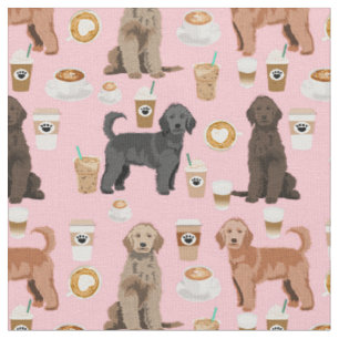 Golden Doodle niedlicher Kaffeeliebhaber Rosa Stoff