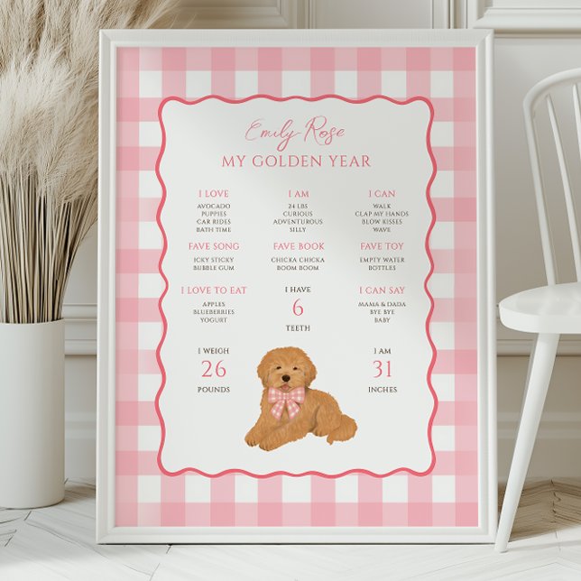 Golden Doodle Puppy Dog 1st Birthday Milestone  Poster (Von Creator hochgeladen)