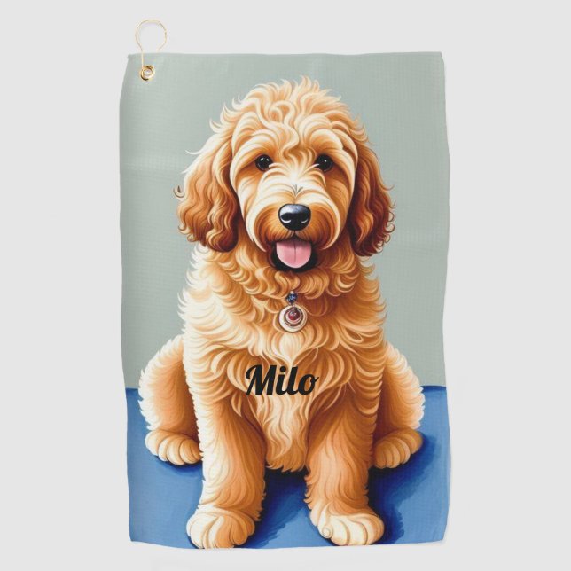 Golden Doodle Puppy Golfhandtuch (Vorderseite)