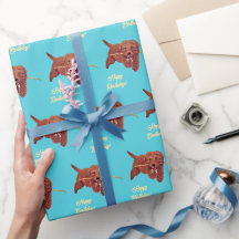 Golden Doodle Türkis Geschenkpapier