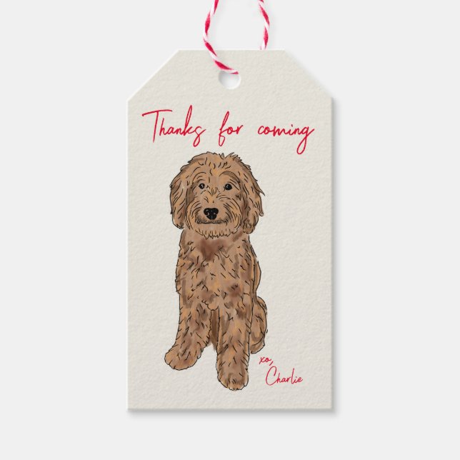 Golden Doodle Wasserfarbe Geschenkanhänger (Vorderseite)