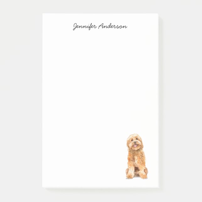 Golden Doodle Wasserfarbe personalisiert Post-it Klebezettel (Vorderseite)