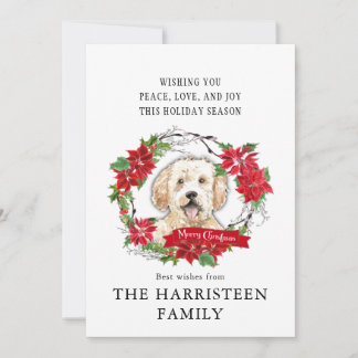 Golden Doodle Watercolor Poinsettia Weihnachten